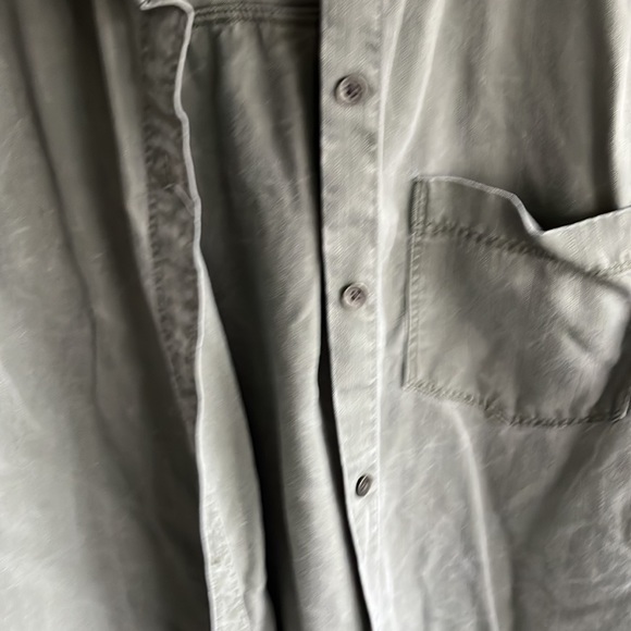 Sage Green Washed Denim Button-down Size L - Picture 2 of 4